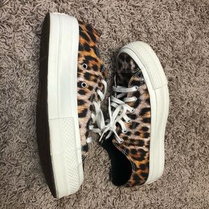 Leopard/Animal Print Platform Converse - Size 7.5